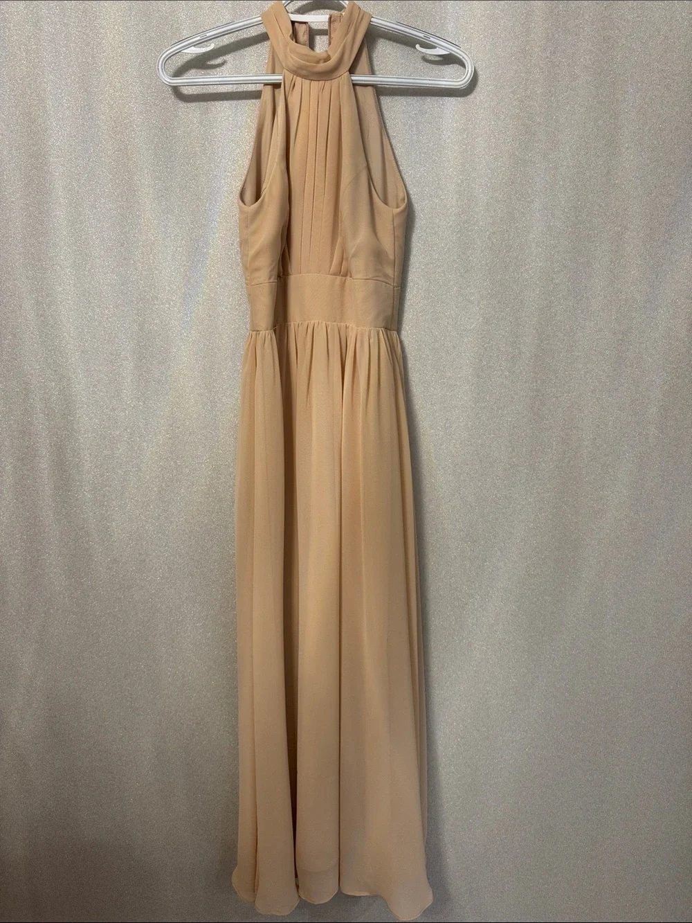 Azazie Halter dress in nude/tan